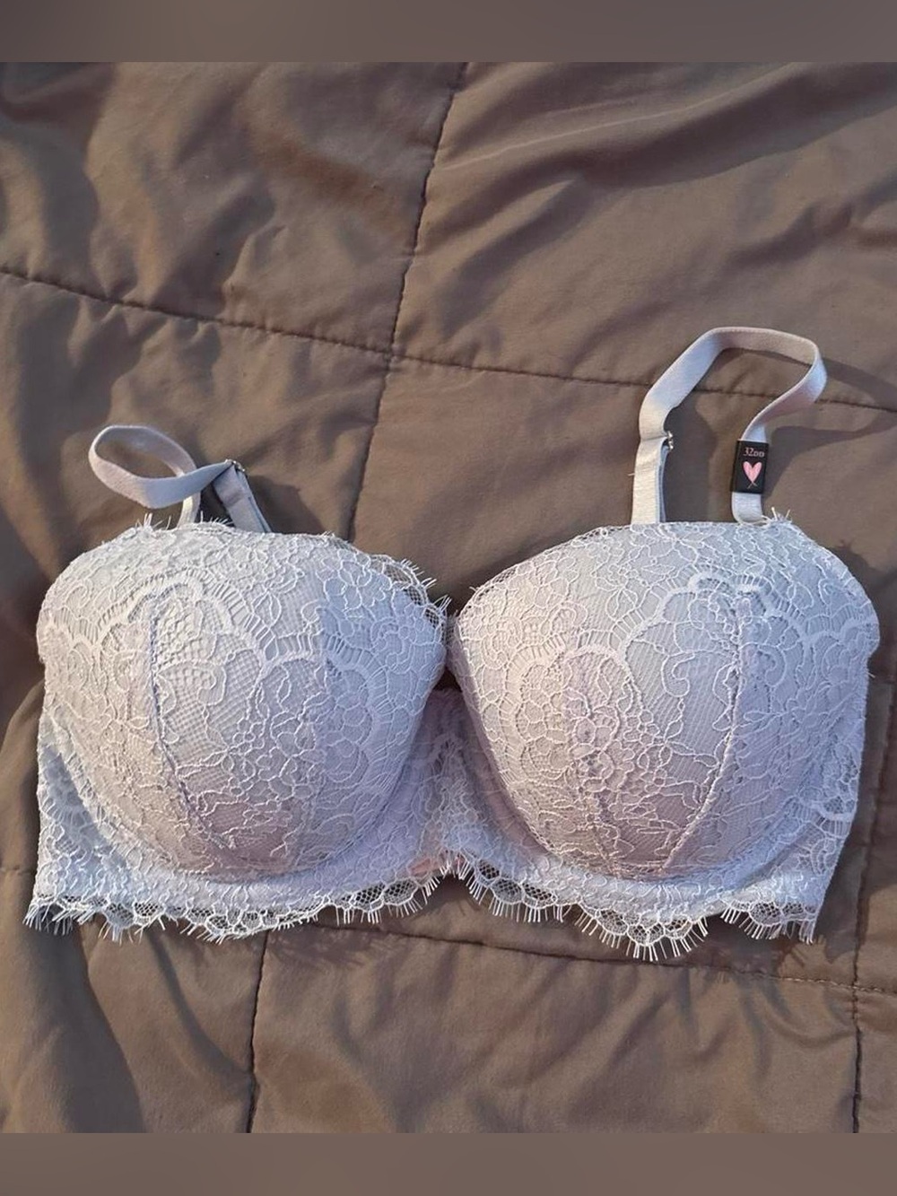 Powder blue Lace-Trim Underwire Bra